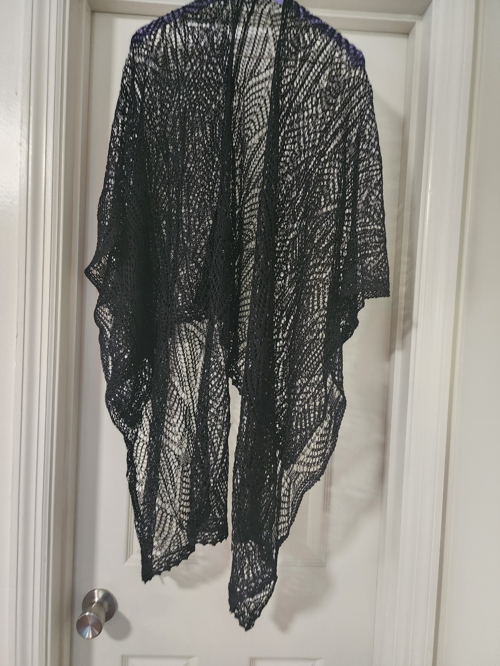 Black Open-Knit Shawl Wrap - Unbranded